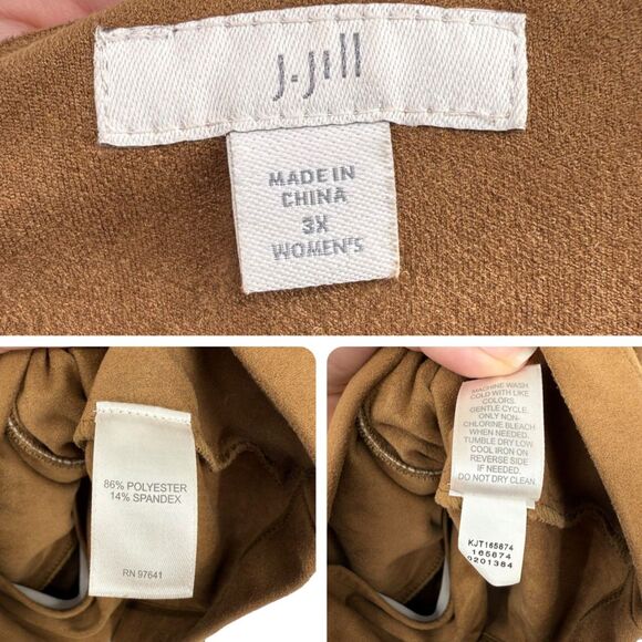 J. Jill Moto Jacket 3X Vegan Faux Suede Acorn Brown Soft Fall Zip Pockets Fall - Picture 15 of 15